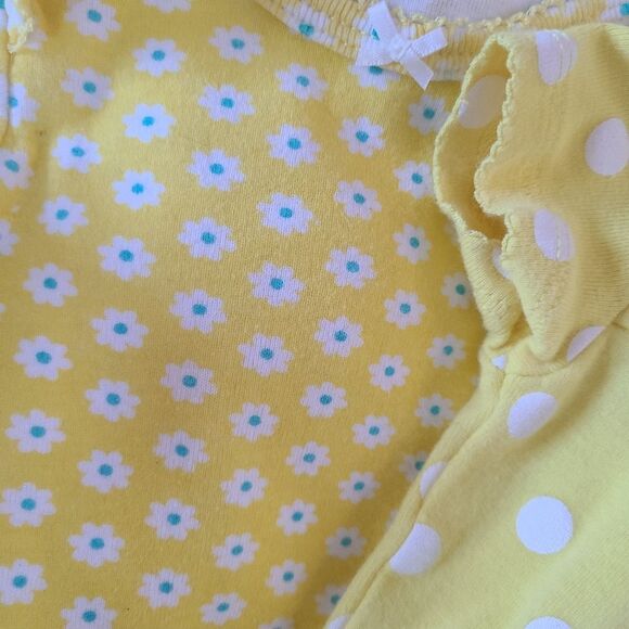 CARTER'S Onesies Set Of Two Daffodil Yellow Polka Dot and Floral Sz 6 Mos - Picture 10 of 12
